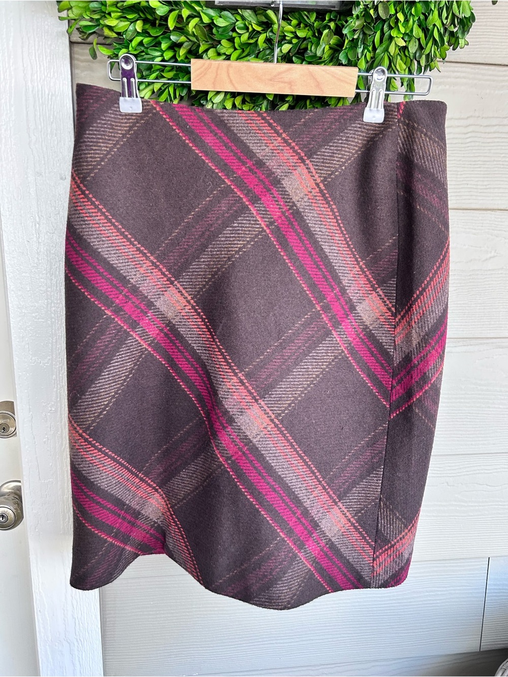 Women’s Talbots 10 Brown Plaid Pencil Skirt pumpkins spice fall